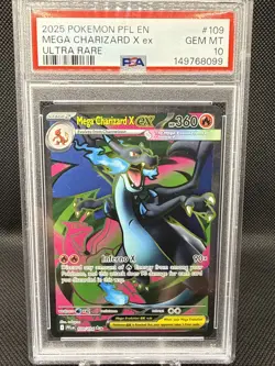 2025 Pokemon Phantasmal Flames Mega Charizard X Ex Ultra Rare 109/094 PSA 10 - Image 2