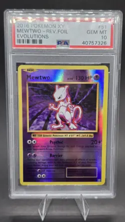 Pokemon Mewtwo 2016 Evolutions 51/108 Reverse Holo Rare PSA 10 - Image 1