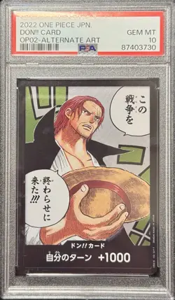 PSA10 Shanks DON Card OP02 Alternate Art One Piece Japanese - Image 1