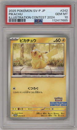 [PSA 10] Pikachu Pokemon Card Japanese 242/SV-P Illustration Contest 2024 - Image 1
