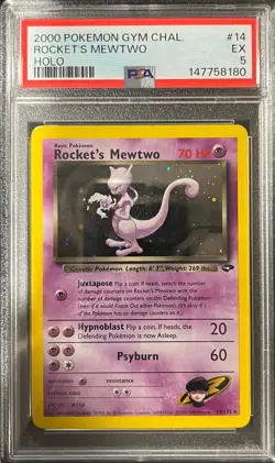 Pokemon Rocket's Mewtwo Gym Challenge Holo PSA 5 - Image 1
