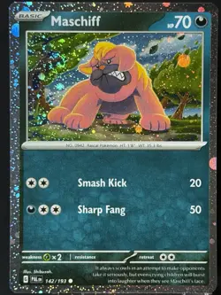 Swirl 🌀 Maschiff 142/198 Cosmos Holo Promo Rare Pokemon TCG - Image 3