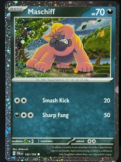 Swirl 🌀 Maschiff 142/198 Cosmos Holo Promo Rare Pokemon TCG - Image 4