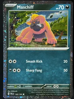 Swirl 🌀 Maschiff 142/198 Cosmos Holo Promo Rare Pokemon TCG - Image 5