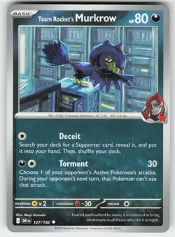 Team Rocket's Murkrow 127/182 Uncommon Destined Rivals Pokemon Near Mint - Image 1