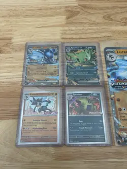 Pokemon Prismatic Evolutions Lucario ex & Tyranitar Stamped Promo Promos TCG Lot - Image 3