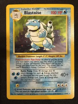 Pokemon Blastoise 2/102 Vintage Base Set Holographic Rare Holo Super Clean NM #2 - Image 2