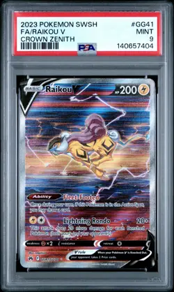 2023 POKEMON SWORD & SHIELD CROWN ZENITH #GG41 FULL ART/RAIKOU V PSA 9 - Image 1