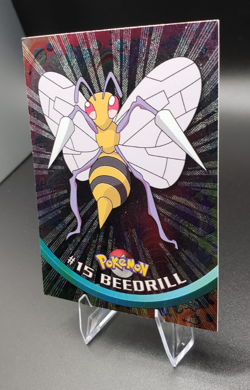 1999 Topps Series 1 - Pokemon Beedrill Sunrays Silver Foil #15 Black Logo - Image 3