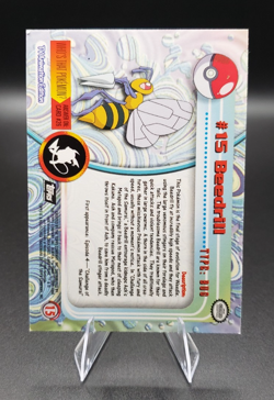 1999 Topps Series 1 - Pokemon Beedrill Sunrays Silver Foil #15 Black Logo - Image 4