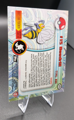 1999 Topps Series 1 - Pokemon Beedrill Sunrays Silver Foil #15 Black Logo - Image 5
