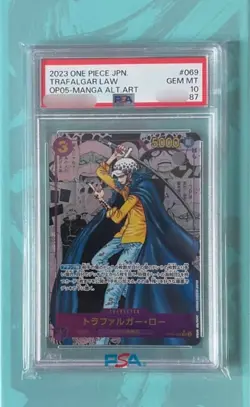 PSA10 Trafalgar D. Law OP05-069 Manga Awakening of the New Era One Piece Card JP - Image 1