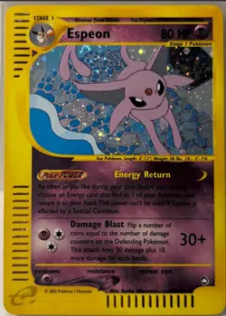 Espeon H9/H32 Holo Rare Aquapolis Pokemon Card WOTC w/ Swirl - Image 1