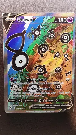 Pokemon Unown V Full Art Holo Ultra Rare 180 HP 177/195 Silver Tempest EN - Image 1