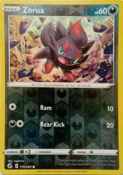 170/264 ZORUA REVERSE HOLO FUSION STRIKE POKEMON CARD - Image 1
