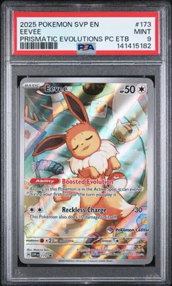2025 POKEMON SV BLACK STAR PROMO #173 EEVEE PRISMATIC EVOLUTIONS PC ETB PSA 9 - Image 1