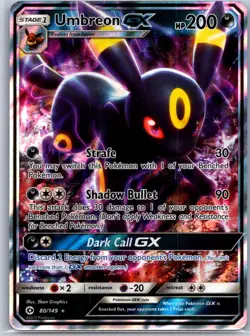 Pokemon TCG Umbreon GX Ultra Rare Holo SM Base Set 80/149 NM - Image 1