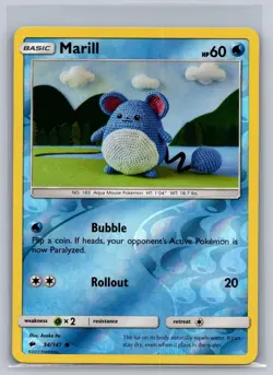 Marill 34/147 Common Burning Shadows Pokemon Reverse Holo Near Mint - Image 1