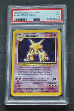 PSA 5 - Alakazam #1 / 102 Base Set Holo - Pokemon 1999 - New Cert - Image 1