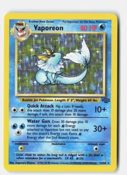 Vaporeon 12/64 HOLO Rare Jungle Pokemon Unlimited Holo MP Kagemaru Himeno - Image 1