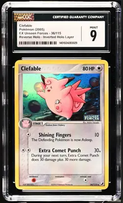 Clefable 36/115 - Pokemon 2005 EX Unseen Forces Rev. Holo CGC9 - Image 1