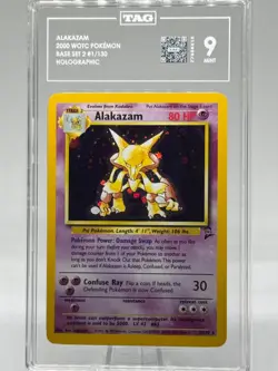 Pokemon Card Alakazam Base Set 2 WOTC 1/130 Holo | TAG 9 Mint - Image 1
