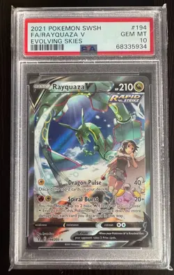 Pokemon Rayquaza v Alt Art Evolving Skies PSA 10 Gem Mint 194/203 - Image 1