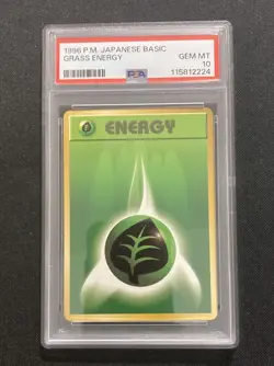 Pokemon 1996 Japanese Basic base Grass Energy Gem PSA 10 - Image 1