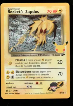 Pokemon Rocket's Zapdos Celebrations: Classic Collection #15/132 NM - Image 1