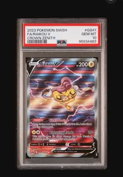 Pokemon TCG Raikou V GG41/GG70 Crown Zenith Galarian Gallery Holo PSA 10 - Image 1
