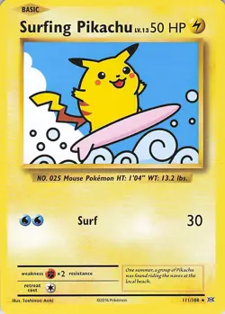 Surfing Pikachu 111/108 Secret Rare Evolutions Pokemon Lightly Played - Image 1