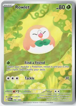 ROWLET 090/088 HOLO ILLUSTRATION RARE PERFECT ORDER POKEMON NM - Image 1