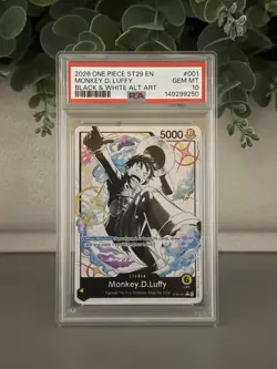 2026 ONE PIECE STARTER DECK ST29-BLACK/WHITE ALT ART #001 MONKEY D. LUFFY PSA 10 - Image 1