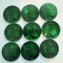 Pokemon Green Rayquaza Collectible Coins ( # 223 On Checklist ) 9 Card Lot. - Image 1