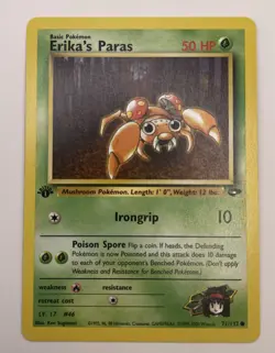 Pokemon Cards: Gym Challenge 1st Edition Common: Erika's Paras 71/132 - Image 1