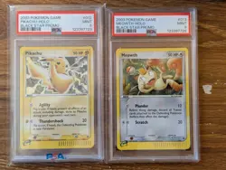 2X LOT 2003 Pokemon Black Star Holo Promo PSA 9 Pikachu Holo #012 Meowth #013 - Image 1