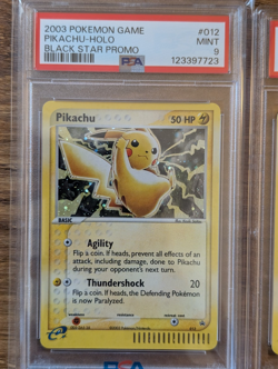 2X LOT 2003 Pokemon Black Star Holo Promo PSA 9 Pikachu Holo #012 Meowth #013 - Image 2