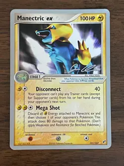 Pokemon TCG 2006 World Championships Mewtrick Manectric ex Card LP Signed - Image 1
