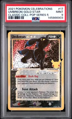 2021 POKEMON CELEBRATIONS CLASSIC COLLECTION #17 UMBREON-GOLD STAR PSA 9 - Image 1