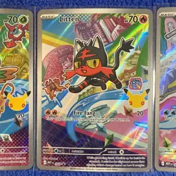 Pokemon 30th Anniversary Full Art Promo Set - Rowlet, Litten, Popplio - Image 3