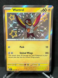 Pokemon Wattrel 145/091 Paldean Fates Holo Shiny Rare NM - Image 1