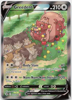 Greedent V 257/264 Ultra Rare Fusion Strike Pokemon Near Mint - Image 1