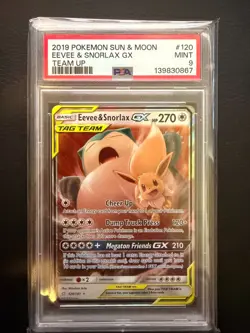 2019 POKEMON SUN & MOON TEAM UP #120 EEVEE & SNORLAX GX - Image 1