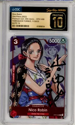CGC Pristine 10 Auto 10 Yamaguchi Yuriko Nico Robin ST01-008 One Piece Promo - Image 1
