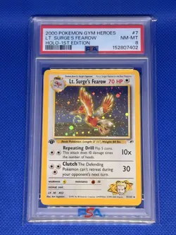 Lt. Surge's Fearow *1st Edition* PSA8 Graded Pokemon Card - Gym Heroes 2000 🌀🌀 - Image 1
