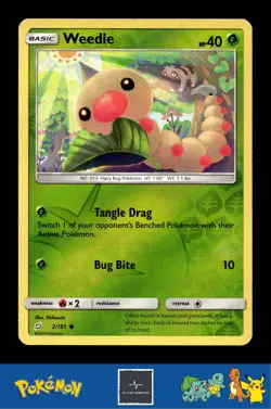 2019 Pokemon SM Team Up 2/181 Weedle Reverse - Image 1