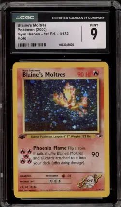 2000 Pokemon Blaine's Moltres Gym Heroes Holo First Edition 1/132 CGC 9 - Image 1