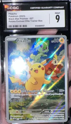 Pokemon Pikachu 2023 Black Star Promos Pikachu 027 CGC 9 Paldea Evolved ETB - Image 3