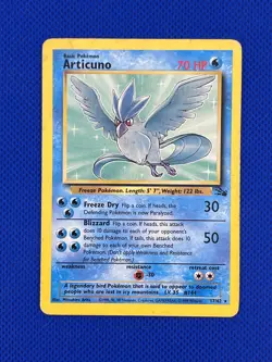 Pokemon TCG Vintage Articuno 17/62 (HP/DMG) Regular 1999 Fossil Set WoTC - Image 1