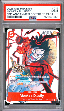 2025 ONE PIECE 3RD ANNIVERSARY TOURNAMENT 3 BROTHERS #012 MONKEY D LUFFY PSA 9 - Image 1